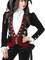 Womens Sultry Pirate Lady Black And Wine Velvet Captain Costume Jacket Coat